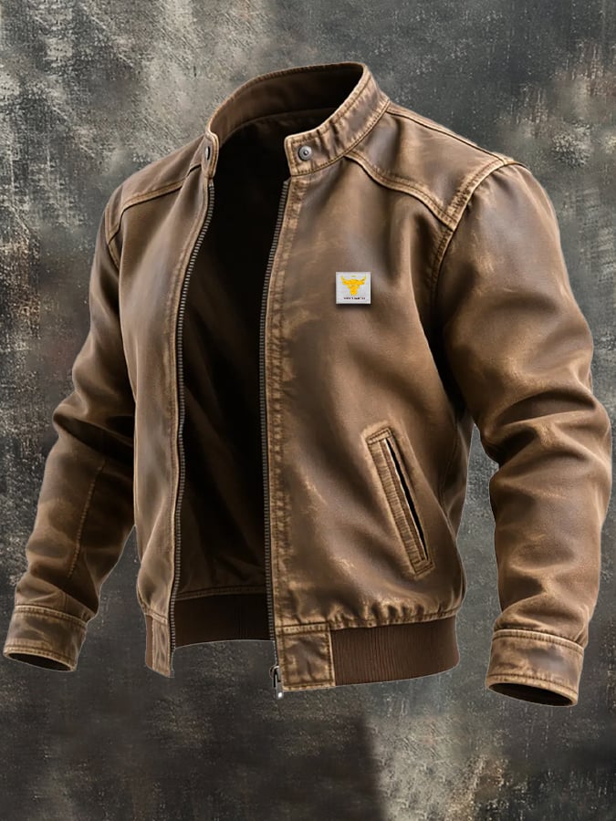 Chaqueta de Cuero Marrón Hombre