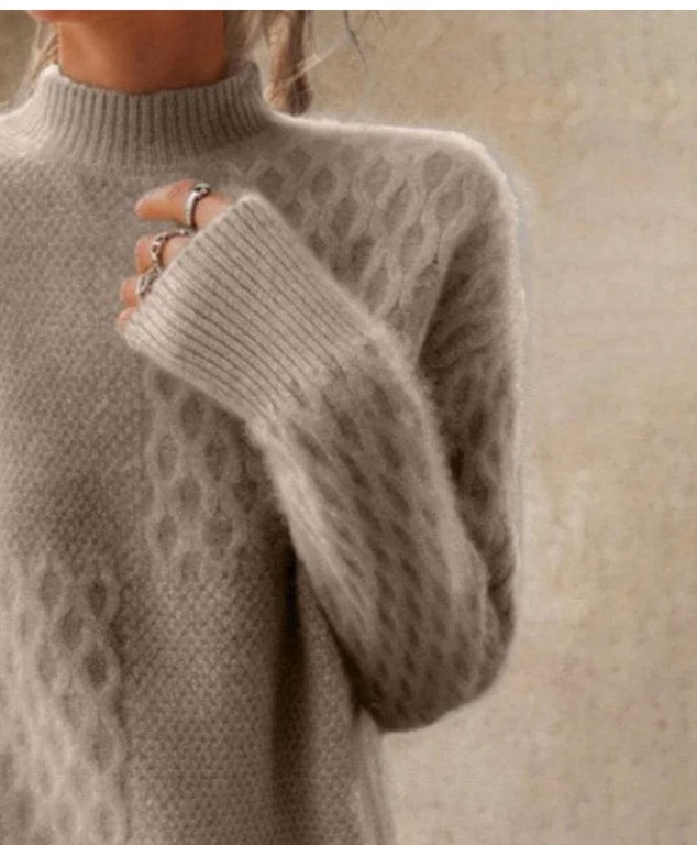 Suéter de Cuello Alto Sencillo Marrón