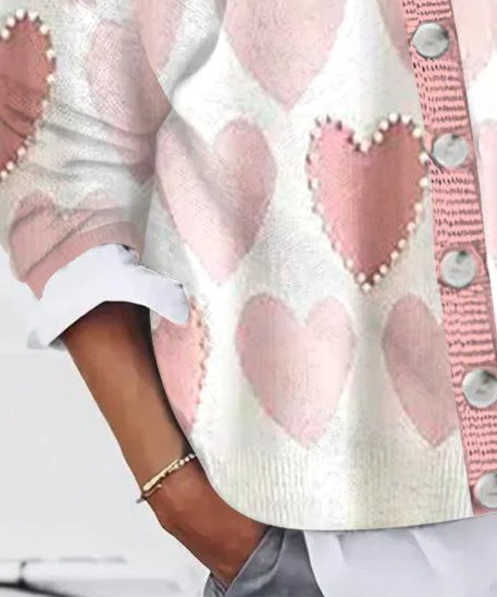 Suéter de Manga Larga con Estampado Rosa