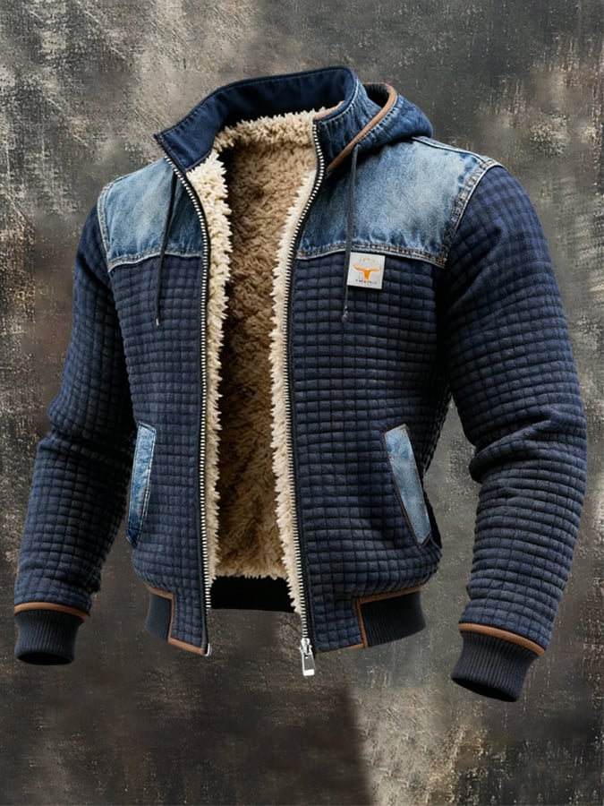 Chaqueta Azul Marino con Denim
