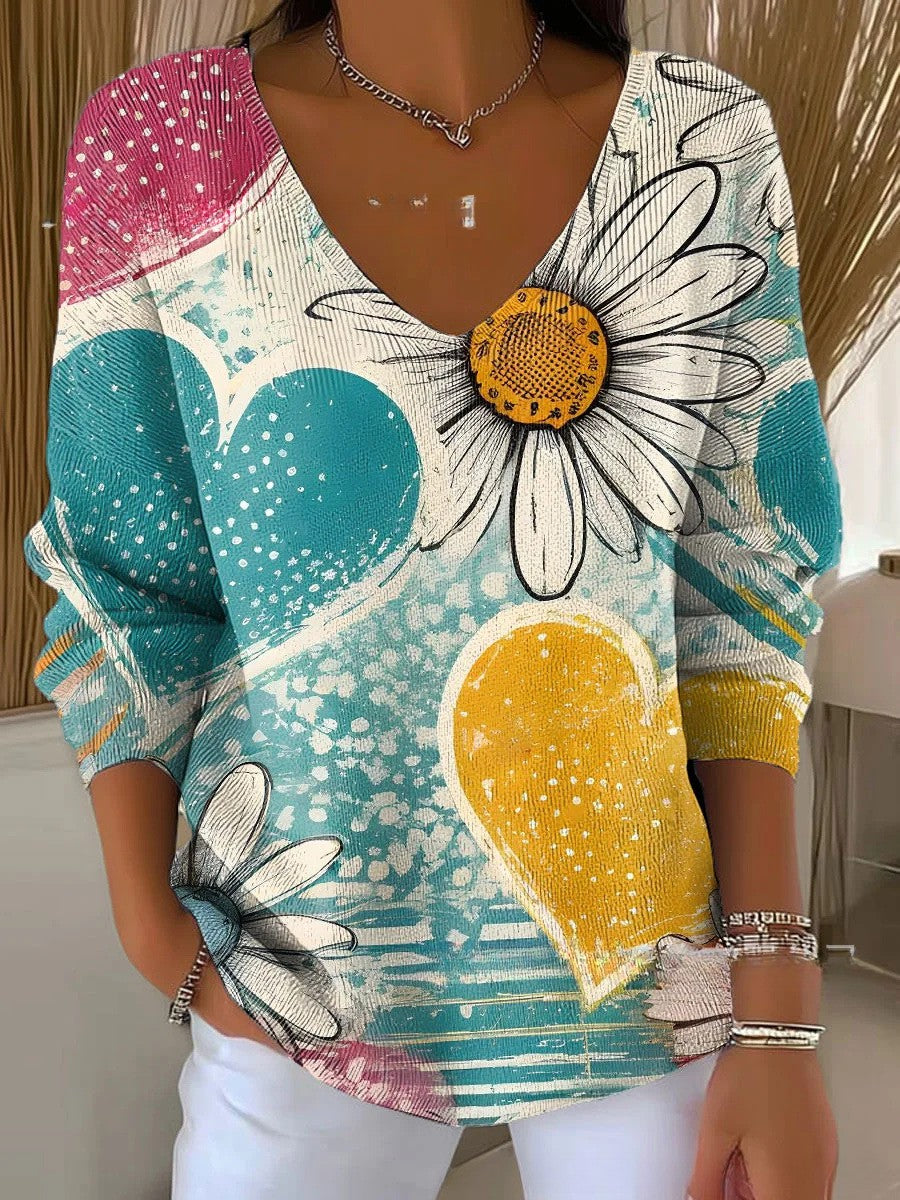 Béatrice – Suéter colorido con cuello en V