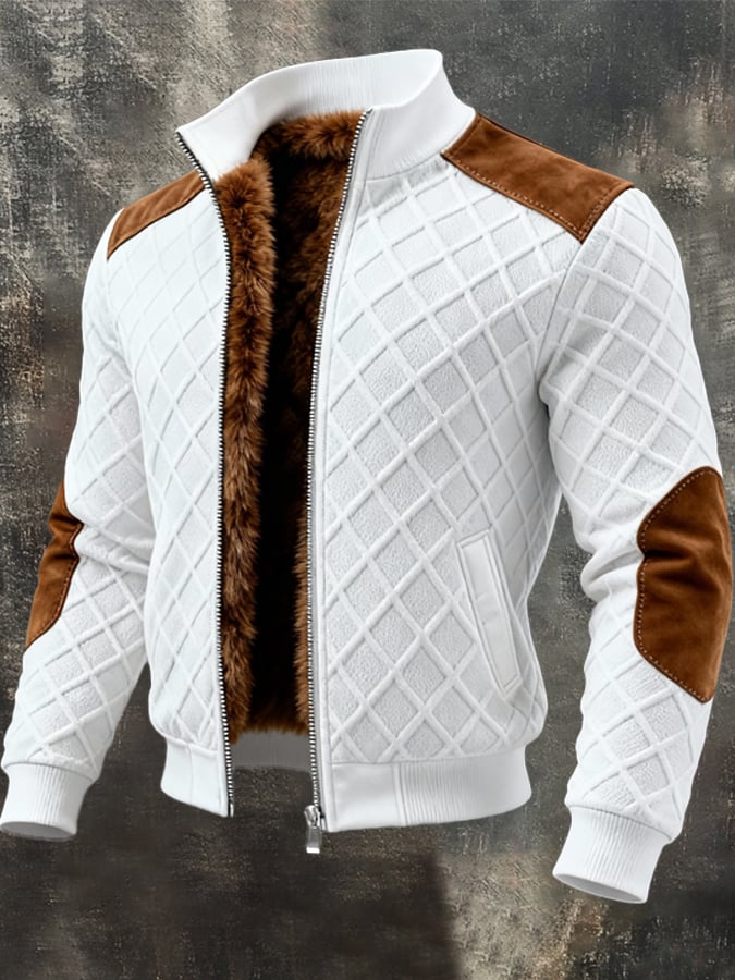Chaqueta Retro Tejida Hombre Blanca