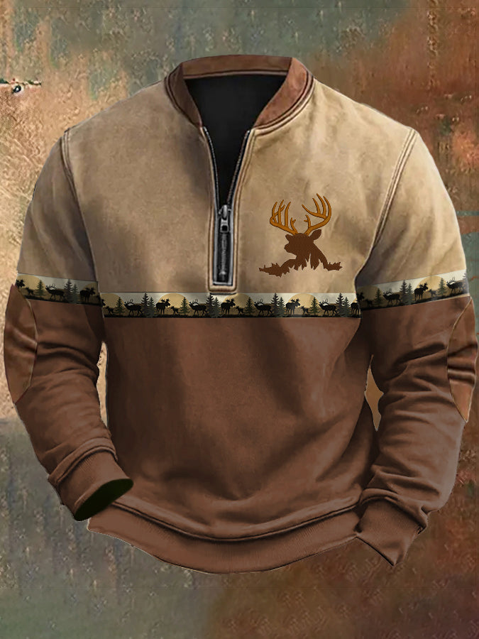 Mark | Suéter Outdoor Half-Zip con Ciervo