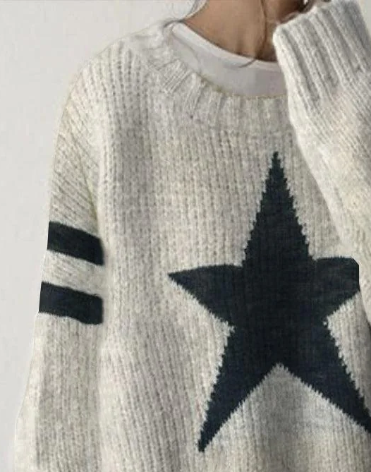 Suéter Popular de Cuello Redondo y Manga Larga