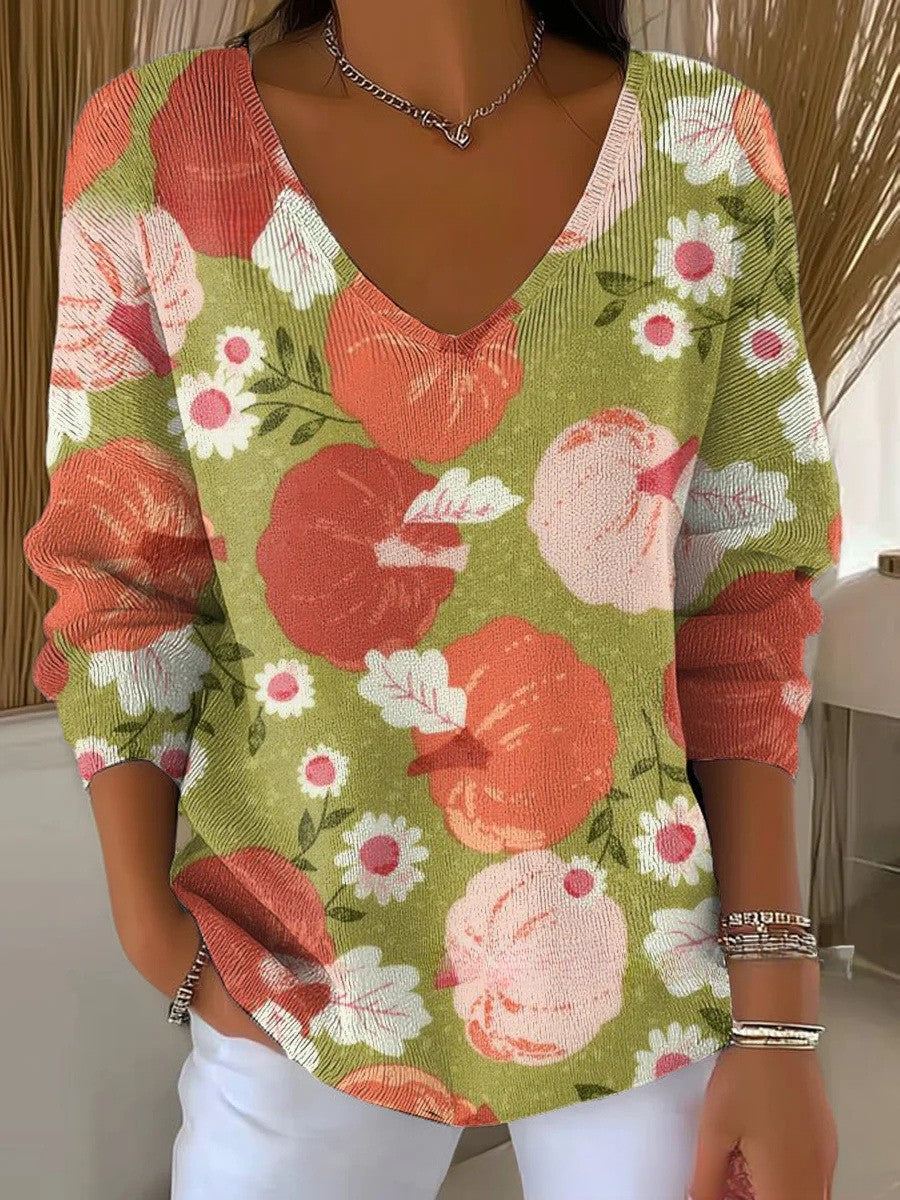 Béatrice – Suéter colorido con cuello en V