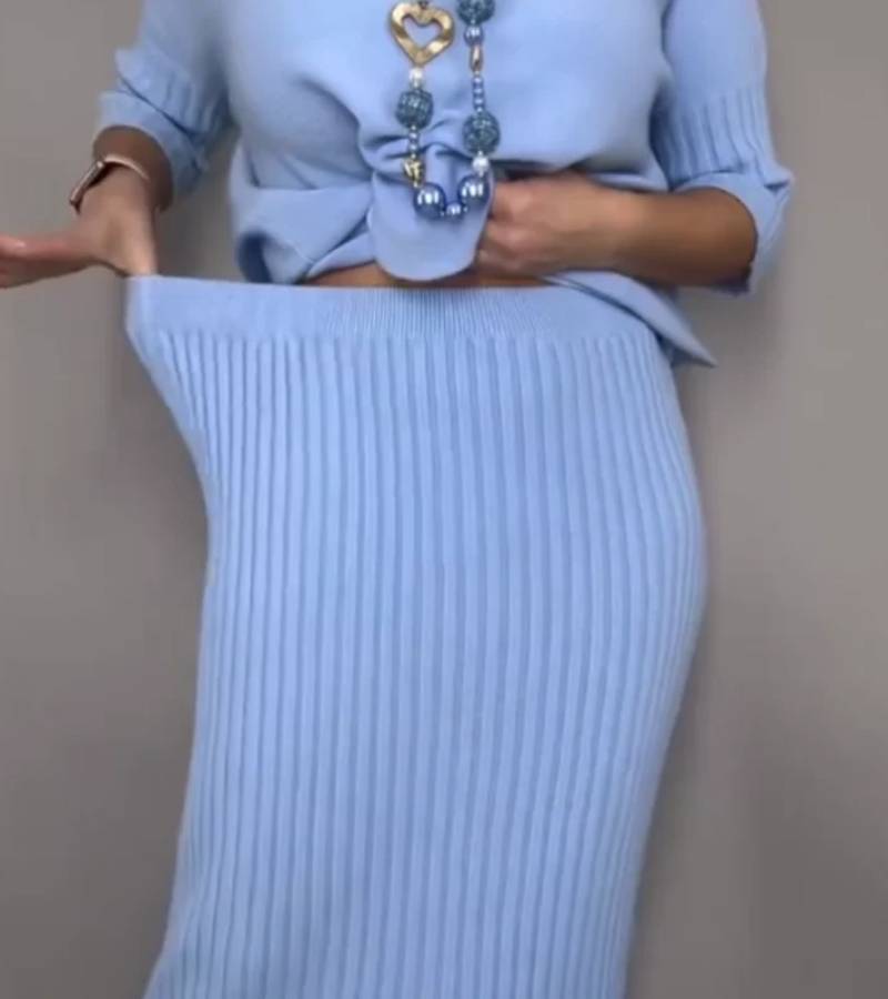 Debora | Conjunto de Punto con Falda de Canalé