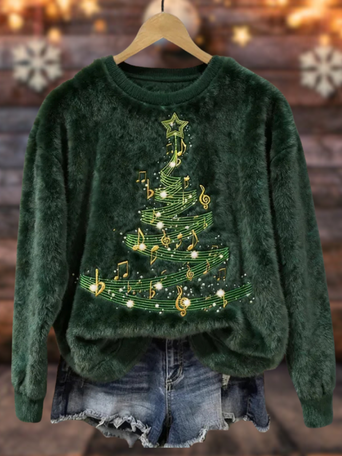 Lucía – Suéter navideño suave con árbol musical