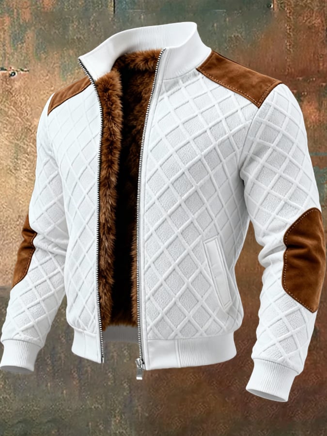 Chaqueta Retro Tejida Hombre Blanca