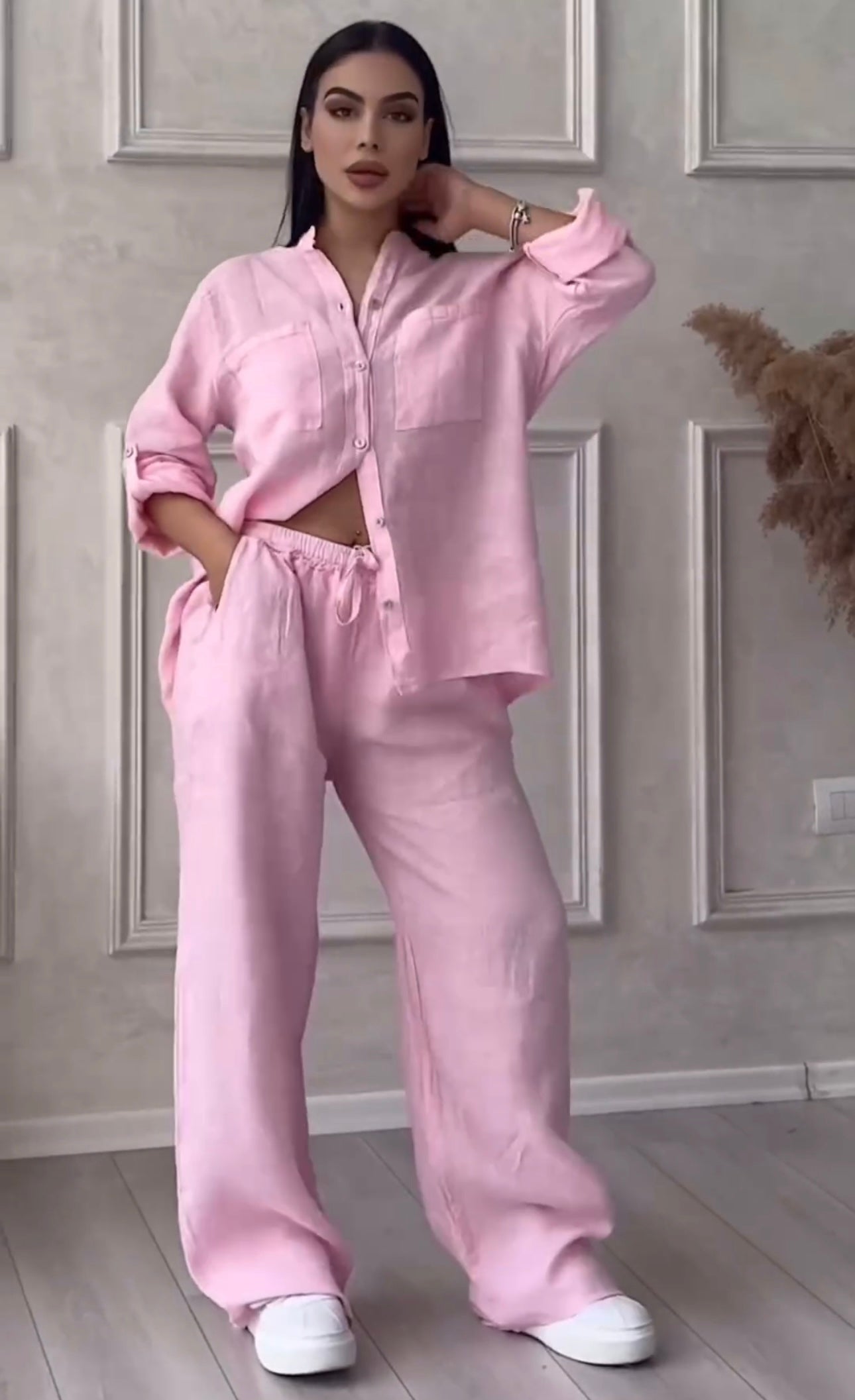 Elena | Conjunto de Camisa y Pantalones de Lino para Mujer