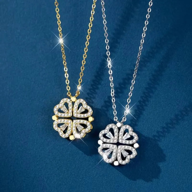 Collar Corazón Trébol Plegable