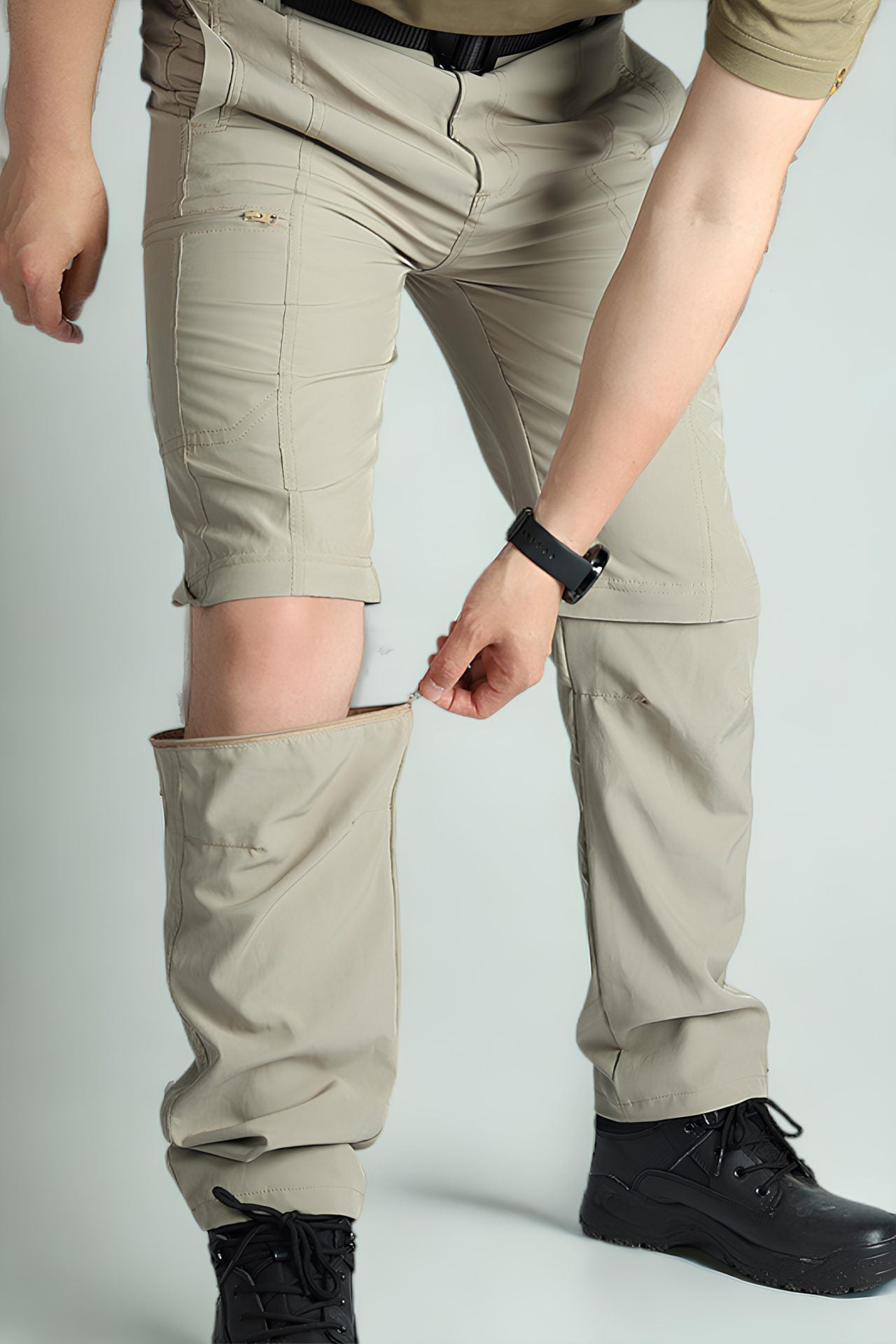 Pantalones Tácticos Convertibles Beige de Tela Ligera