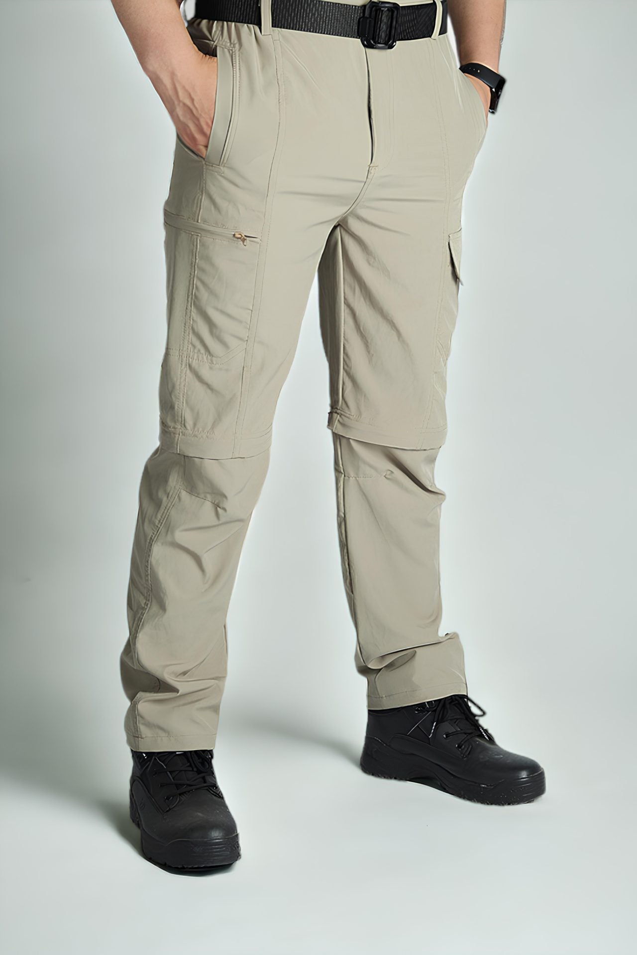 Pantalones Tácticos Convertibles Beige de Tela Ligera