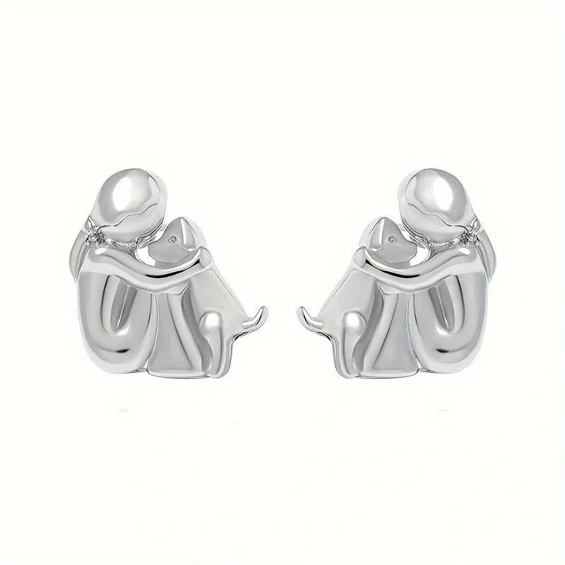Pendientes Hug bicolor plata y oro