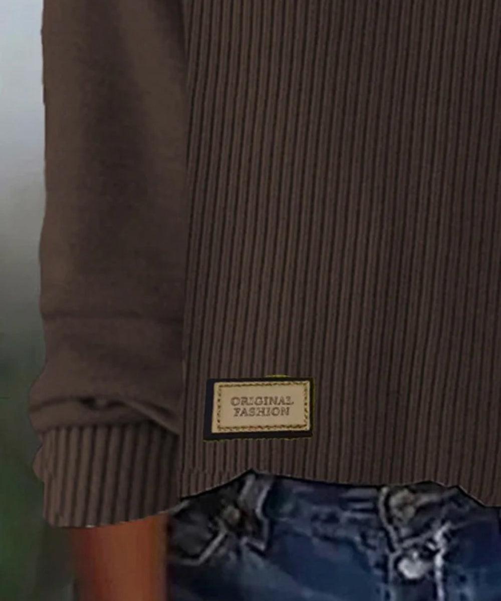 Suéter de Cuello Redondo Sencillo Color Café