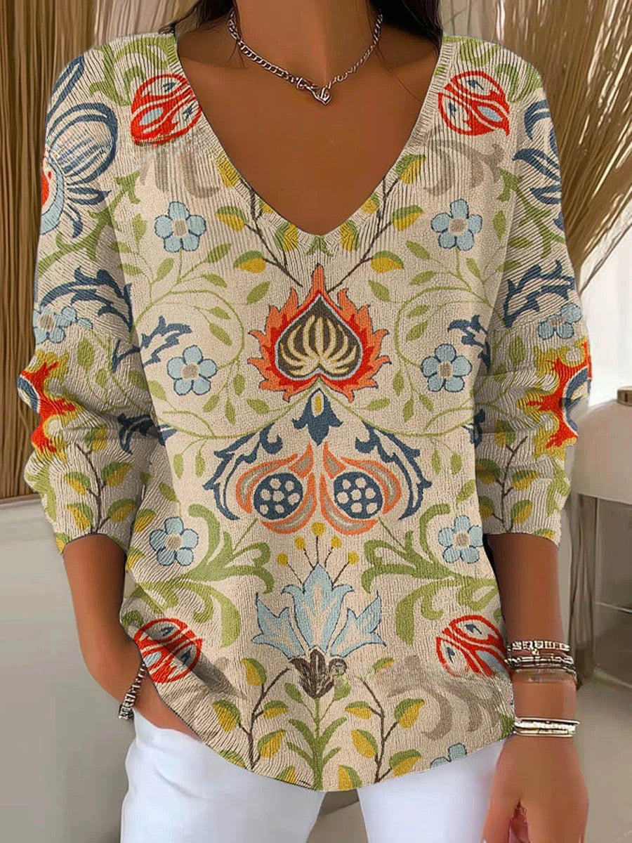 Béatrice – Suéter colorido con cuello en V