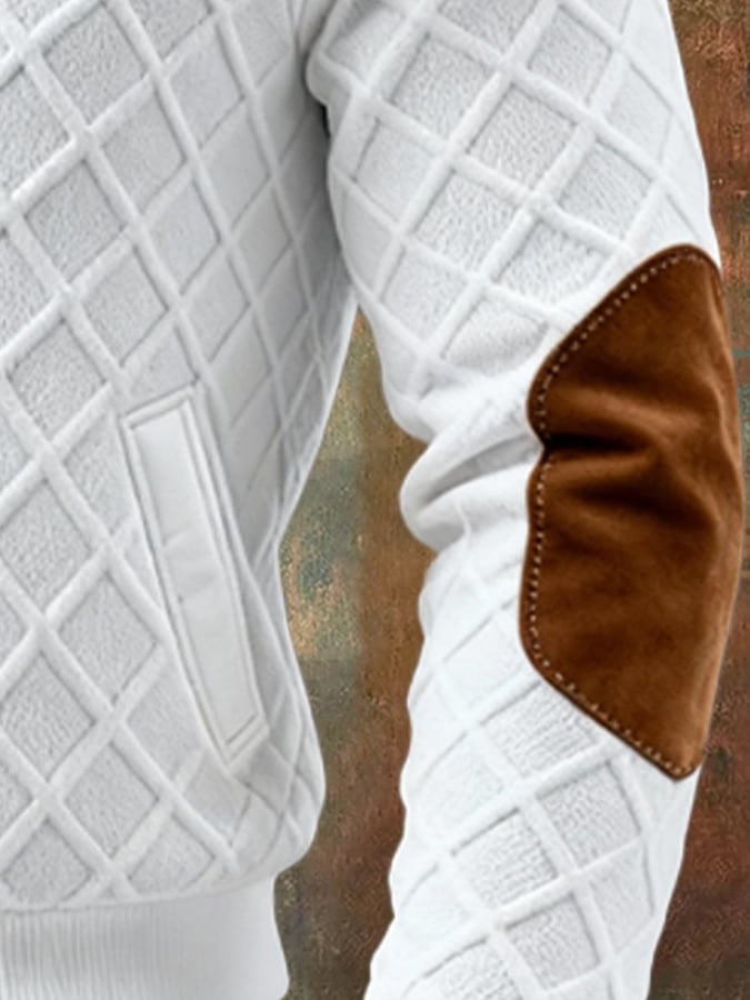 Chaqueta Retro Tejida Hombre Blanca