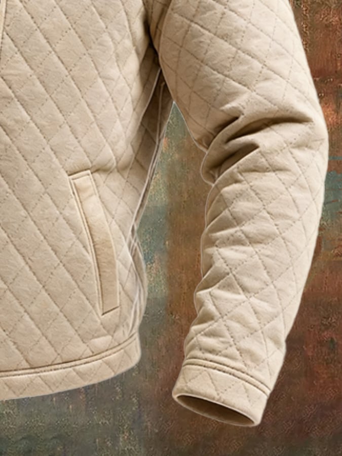 Chaqueta Beige Hombre con Cuero