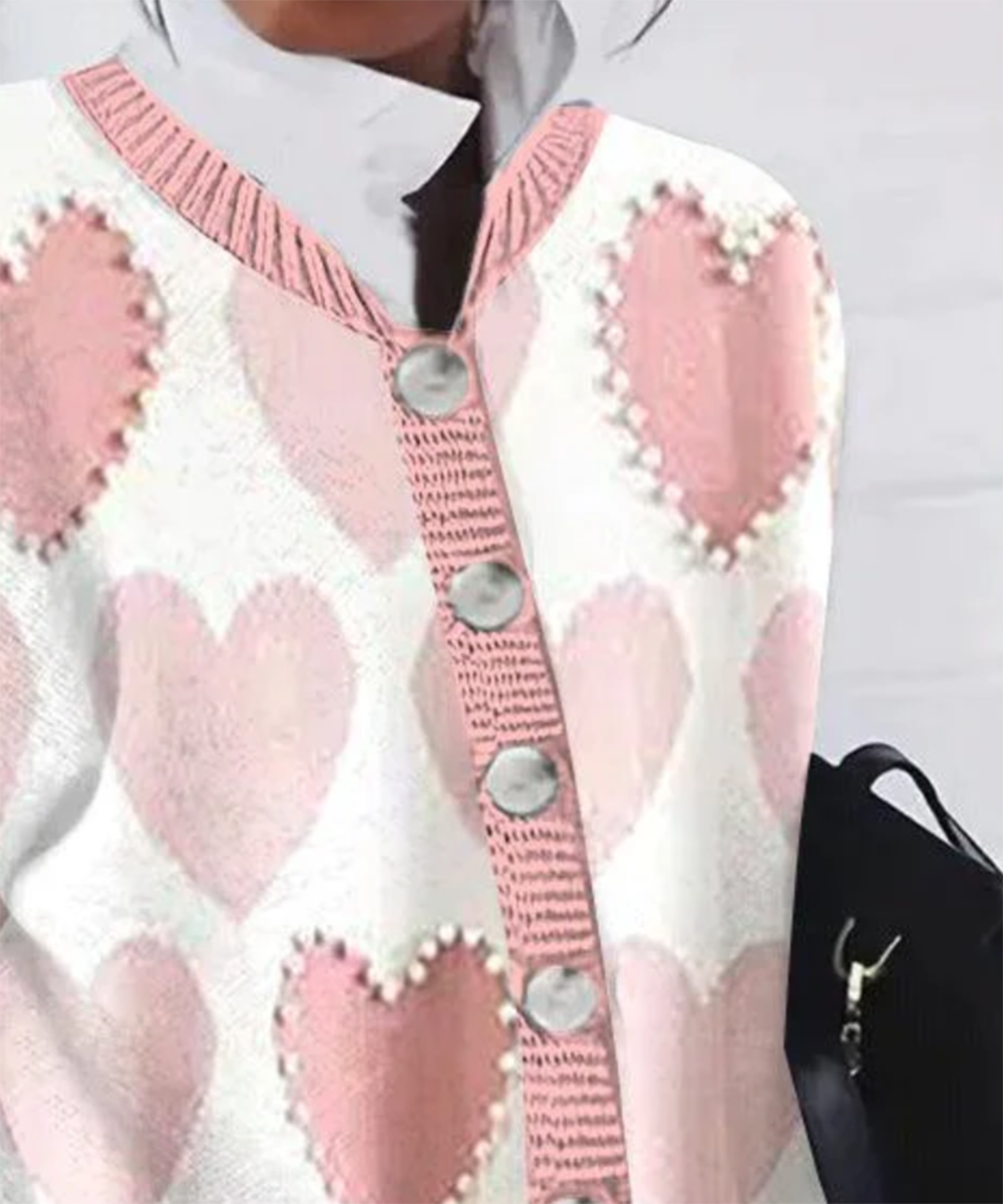 Suéter de Manga Larga con Estampado Rosa