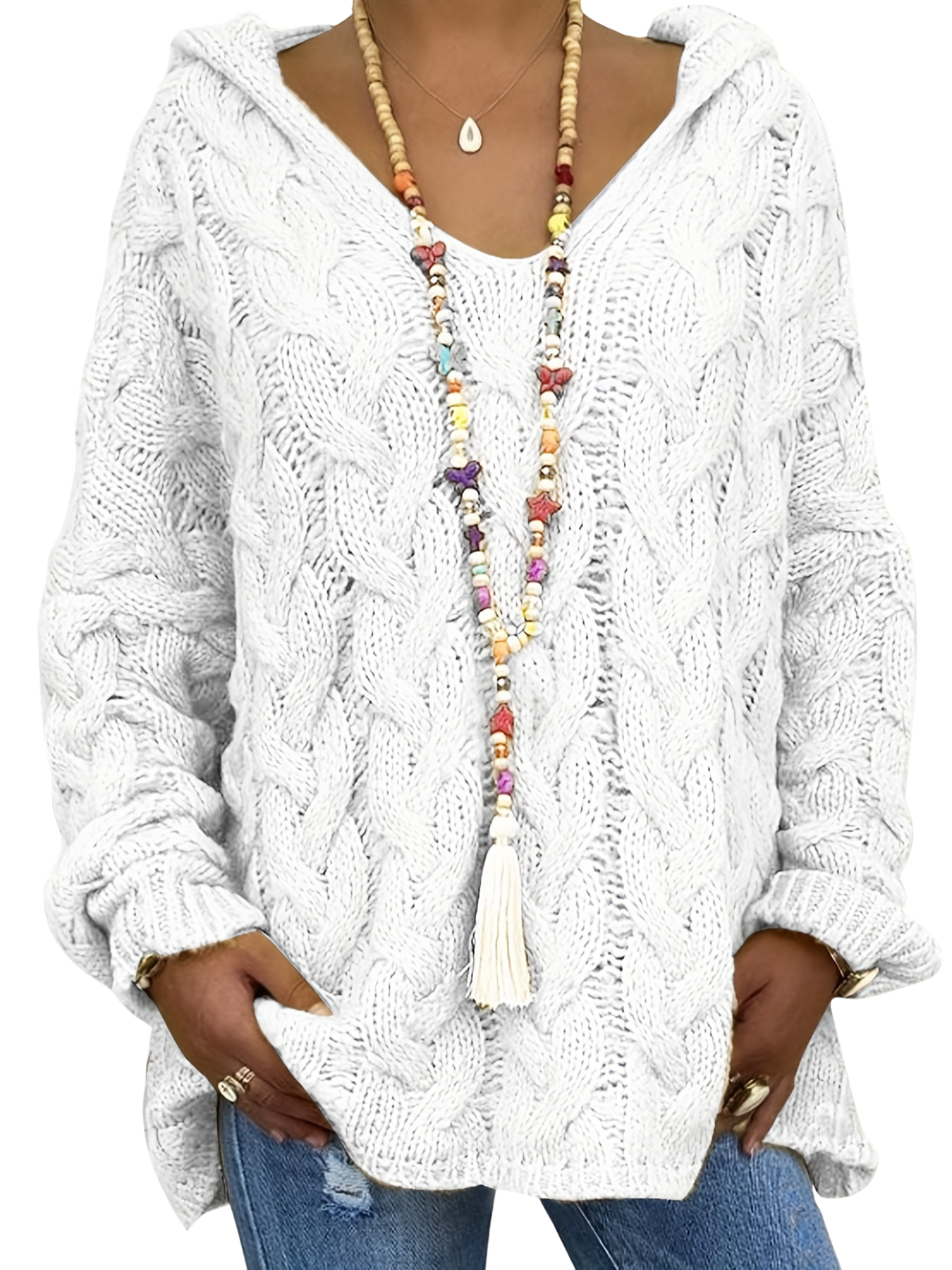 Tamaño Grande - Sudadera de Color Sólido con Capucha | Estilo Casual con Tejido de Ligeramente Elástico, Ideal para Primavera/Otoño