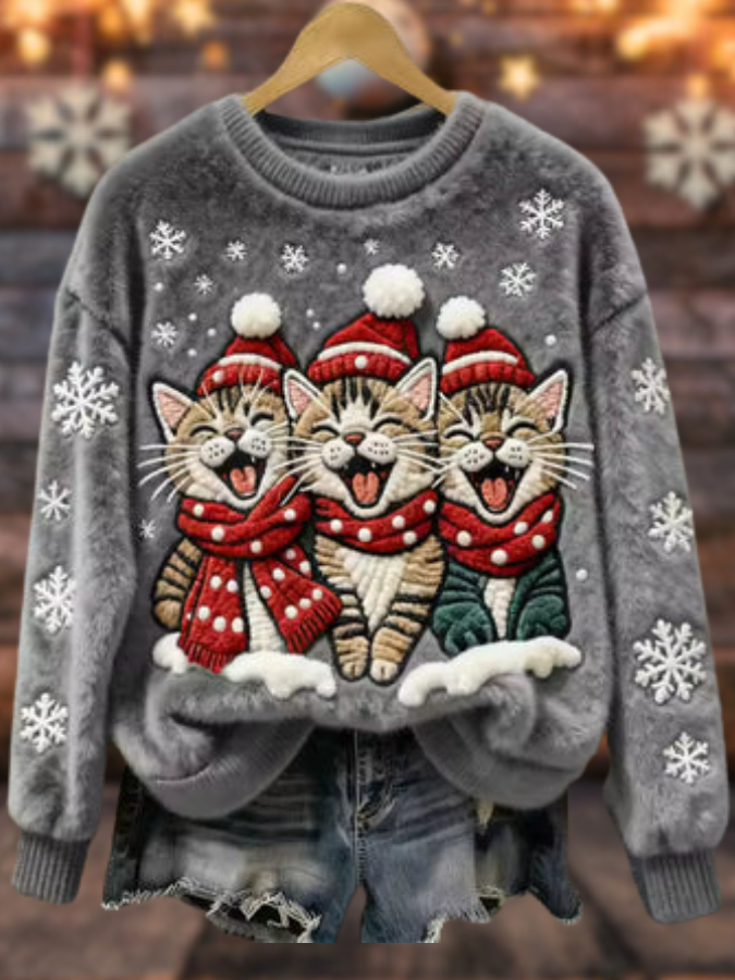 Carmen – Suéter navideño suave con gatitos cantores