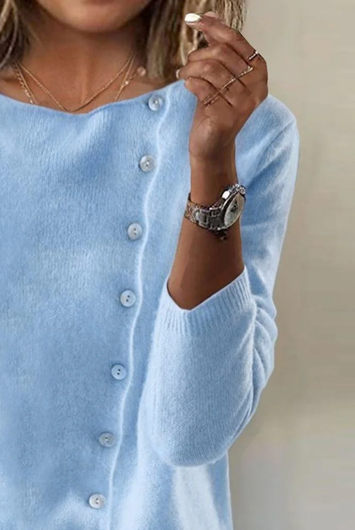 Suéter Liso de Manga Larga Azul