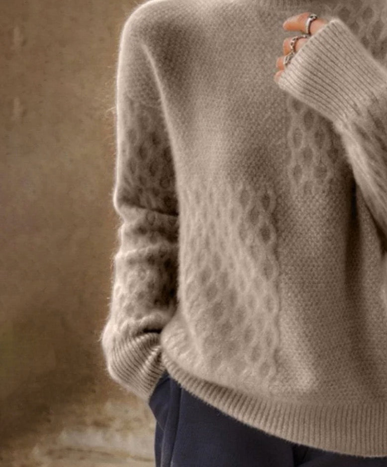 Suéter de Cuello Alto Sencillo Marrón