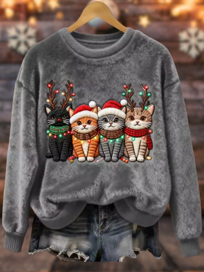 María – Suéter navideño con gatitos estilo reno