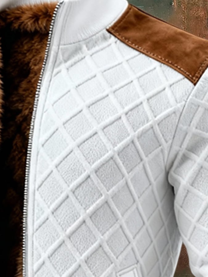 Chaqueta Retro Tejida Hombre Blanca