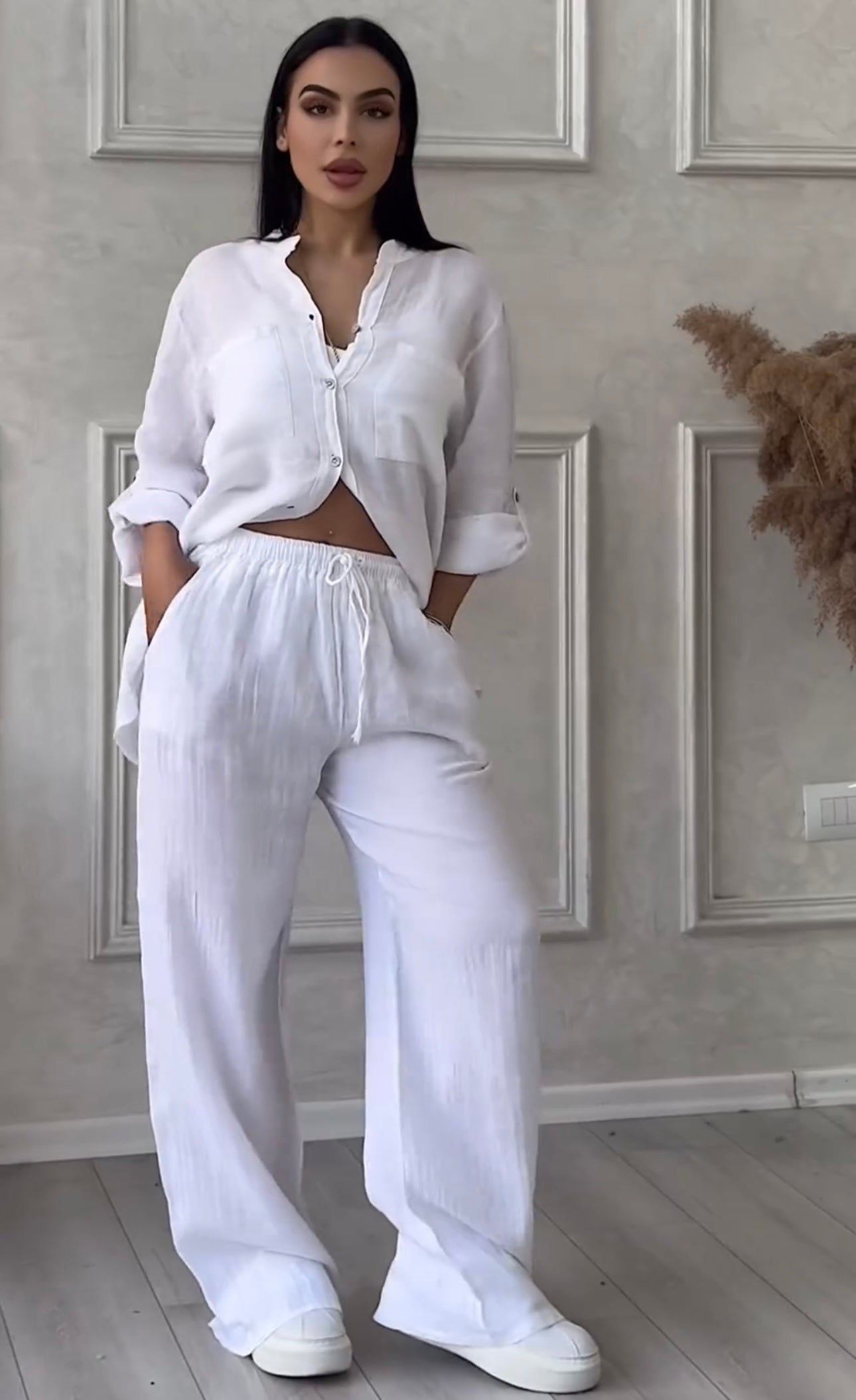 Elena | Conjunto de Camisa y Pantalones de Lino para Mujer