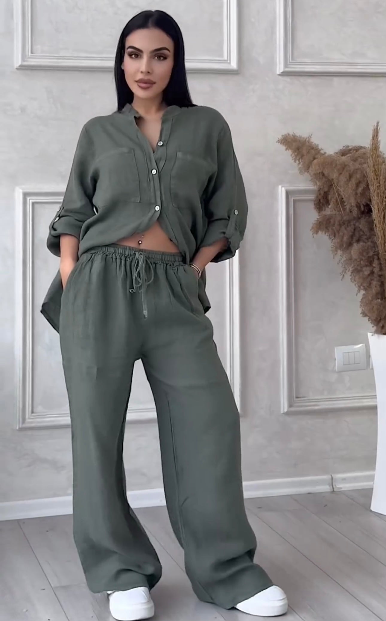 Elena | Conjunto de Camisa y Pantalones de Lino para Mujer