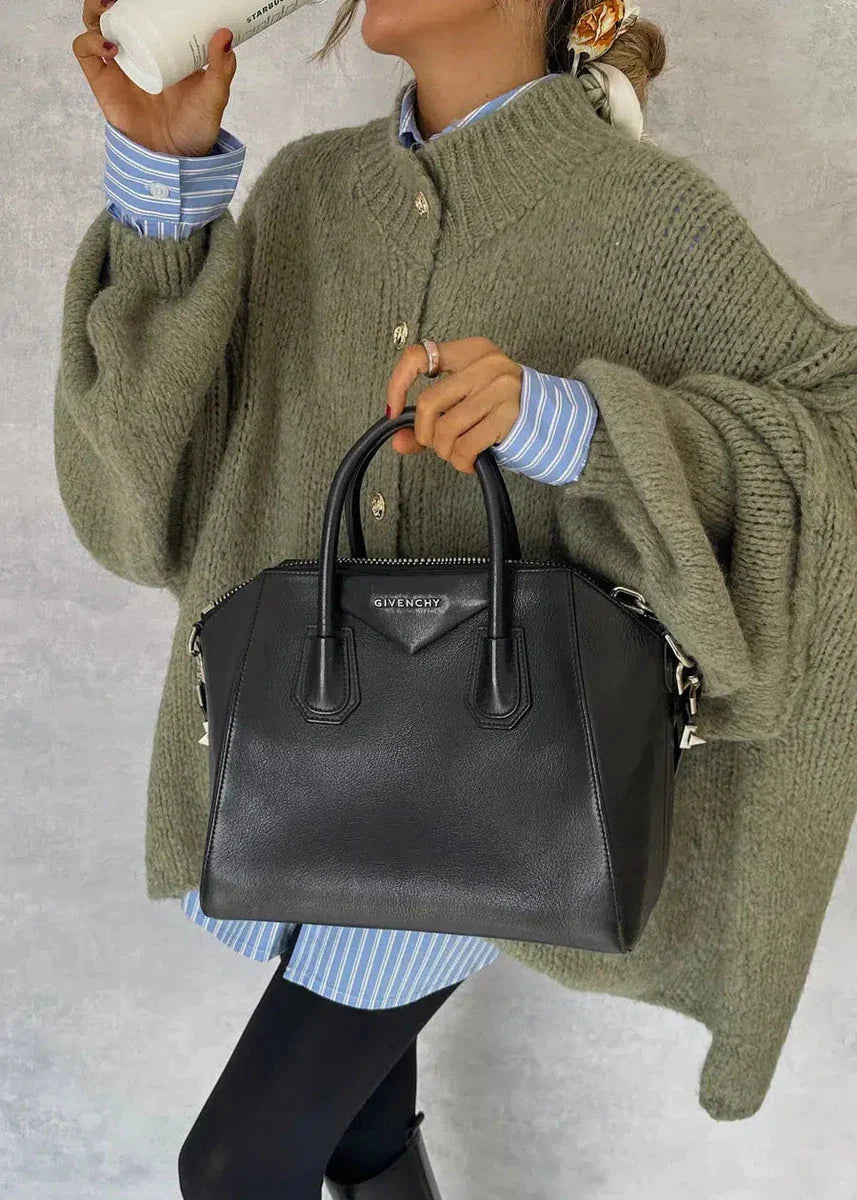 Cardigan Verde de Manga Larga Sencillo