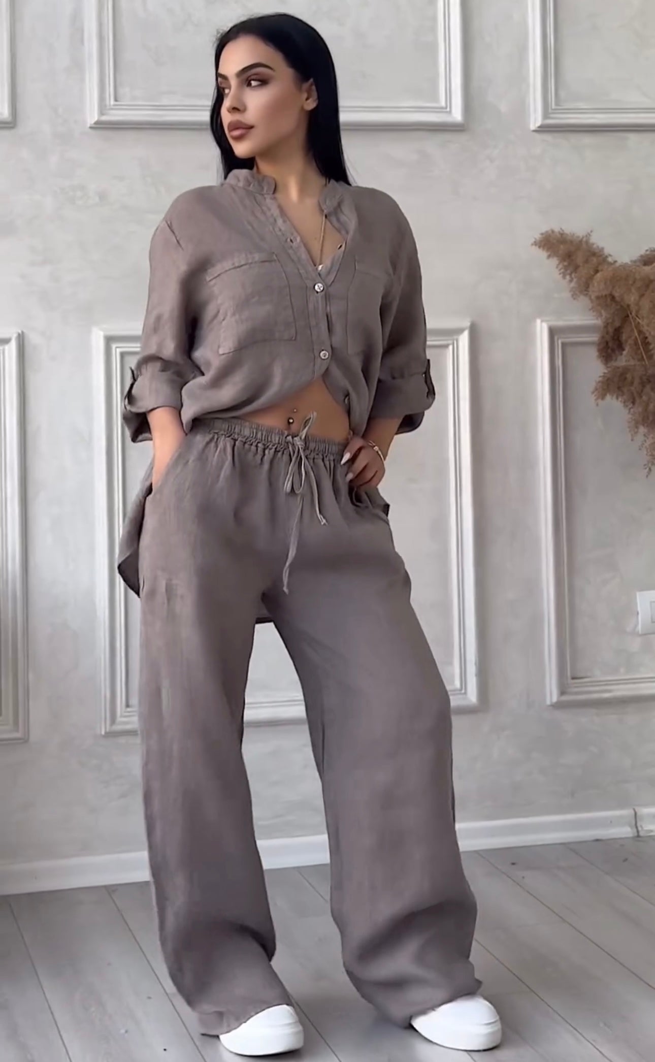 Elena | Conjunto de Camisa y Pantalones de Lino para Mujer