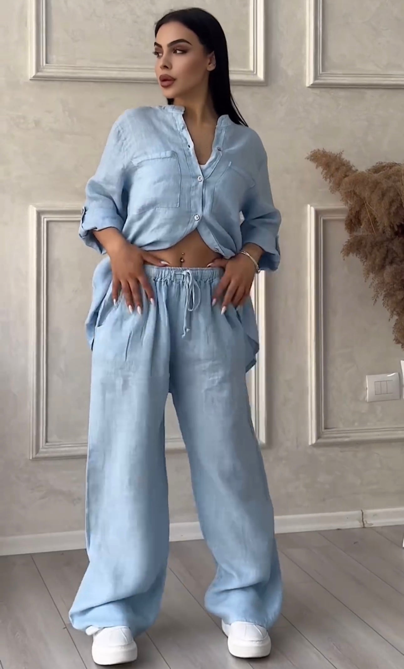 Elena | Conjunto de Camisa y Pantalones de Lino para Mujer