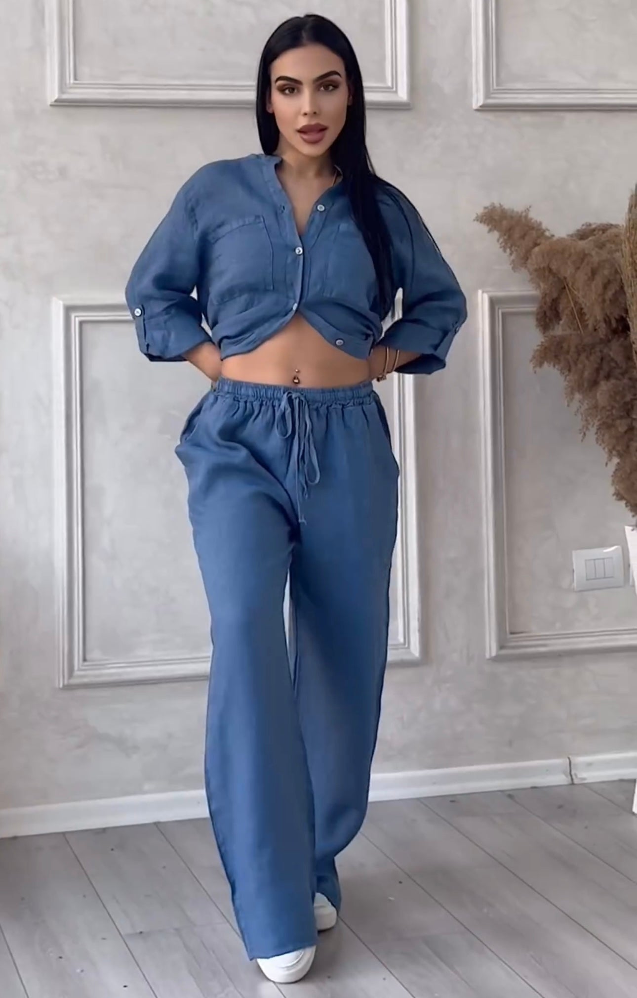 Elena | Conjunto de Camisa y Pantalones de Lino para Mujer