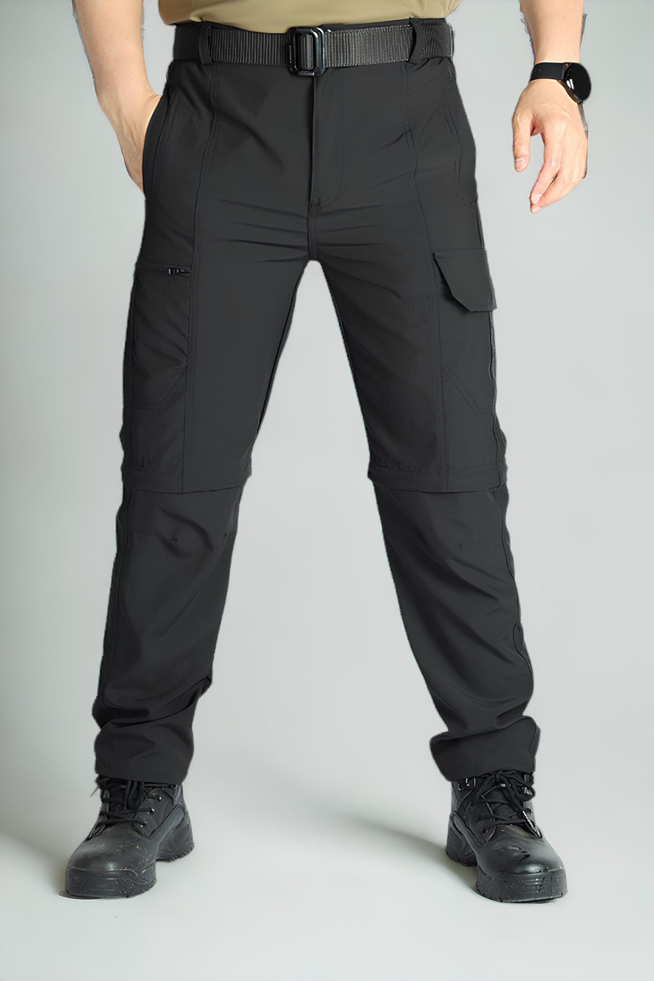 Pantalones Tácticos Convertibles Negros (Tela Ligera)