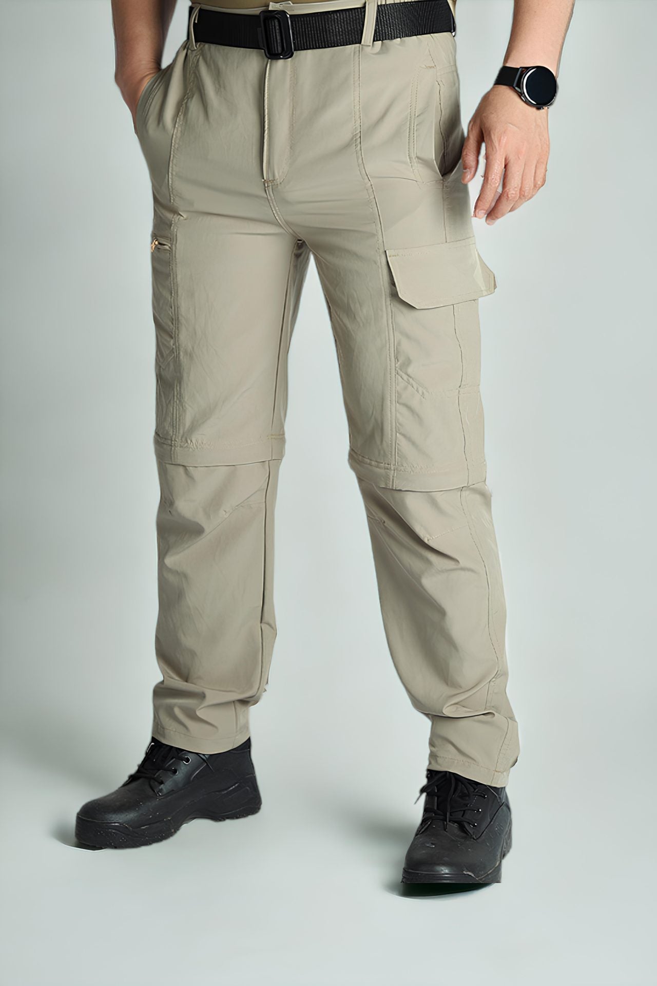 Pantalones Tácticos Convertibles Beige de Tela Ligera