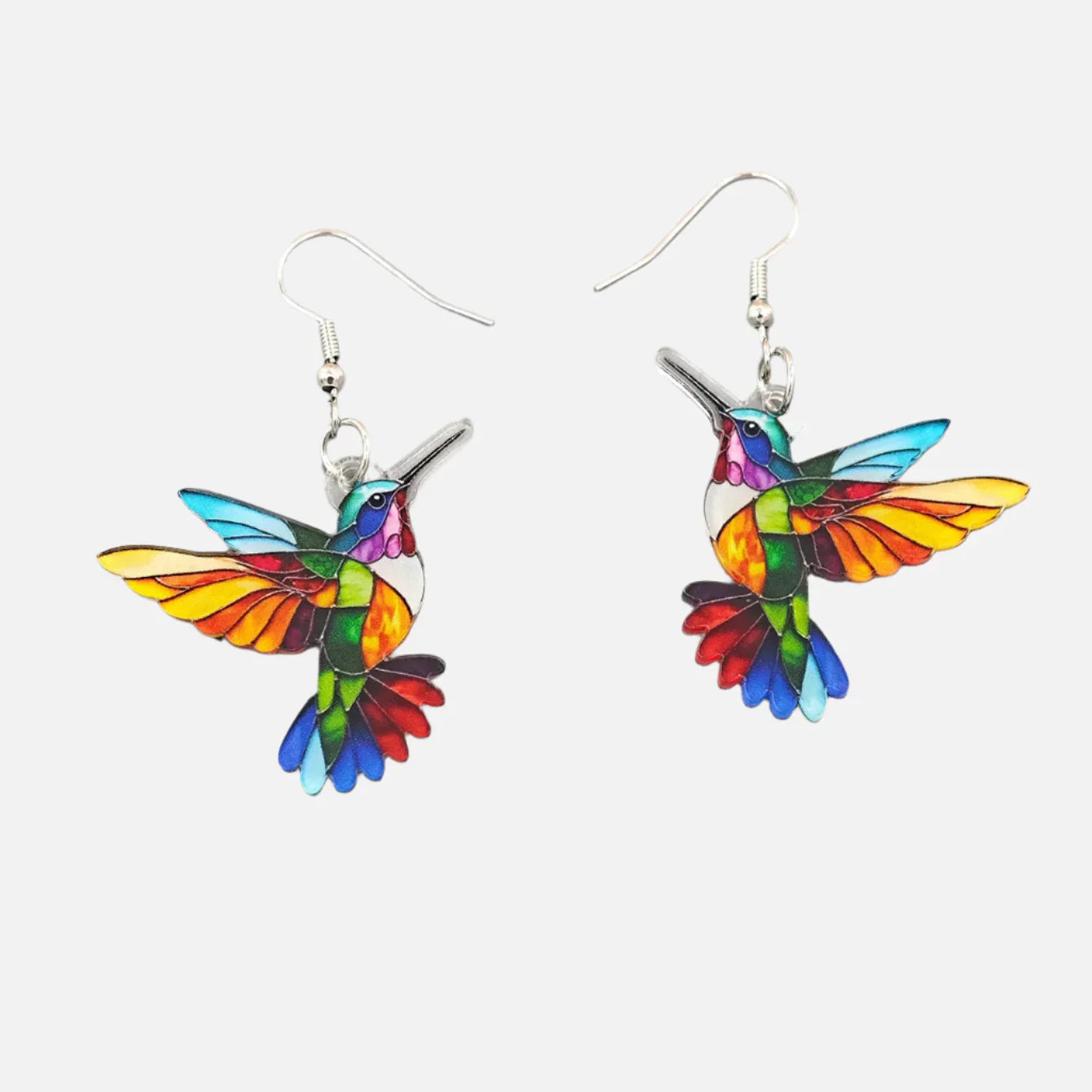Pendientes colgantes con colibrí de acrílico