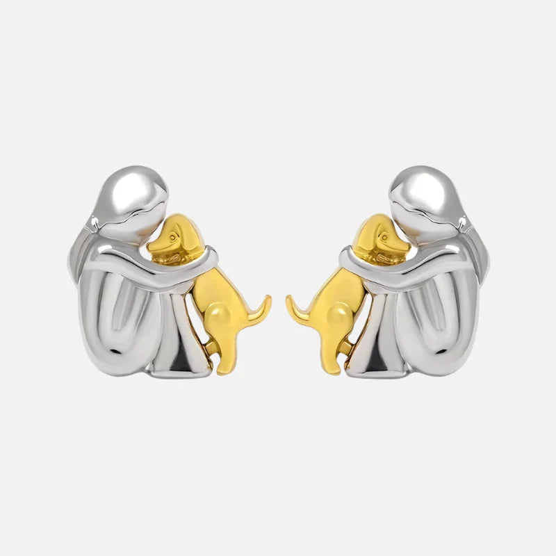 Pendientes Hug bicolor plata y oro