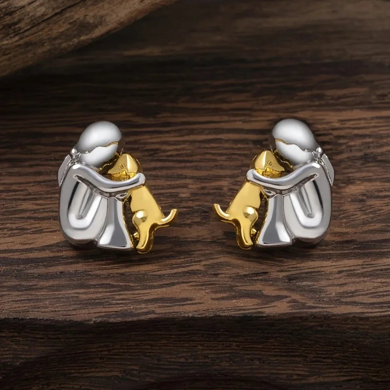Pendientes Hug bicolor plata y oro
