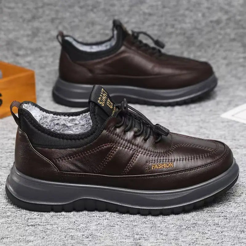 Botas de Nieve Cálidas de Algodón para Hombre 2025, Zapatillas de Moda para Hombre, Zapatos Casual de Invierno, Nuevas Botas de Color Puro