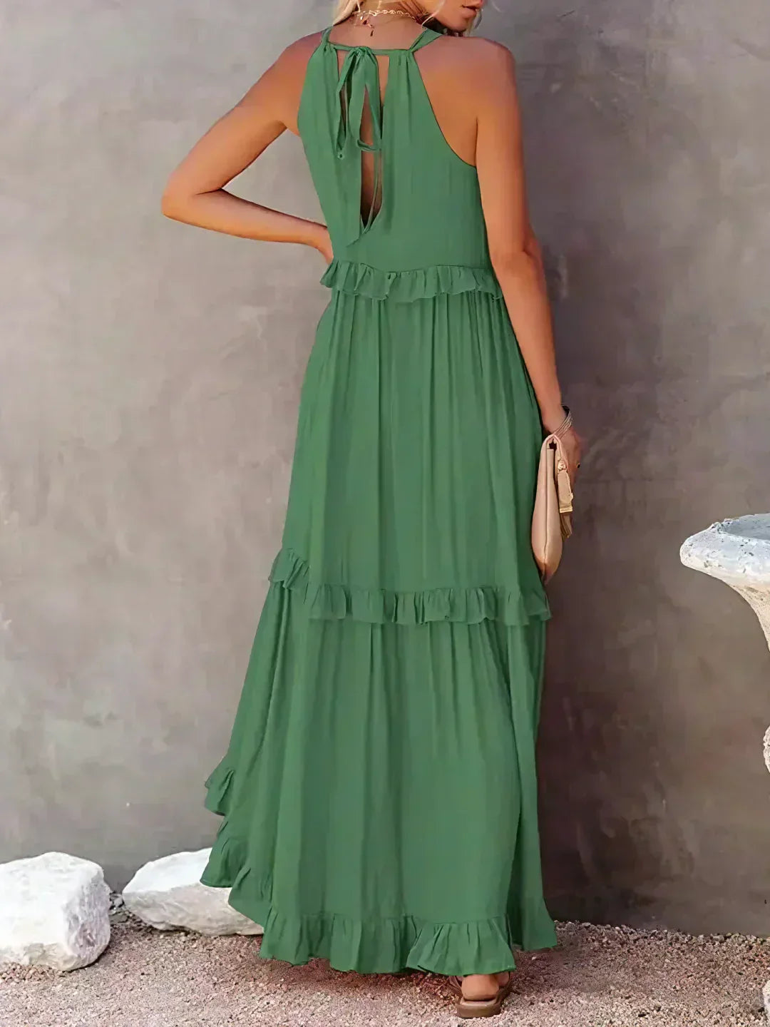 Robyn - Vestido Maxi con Volantes y Cuello Halter