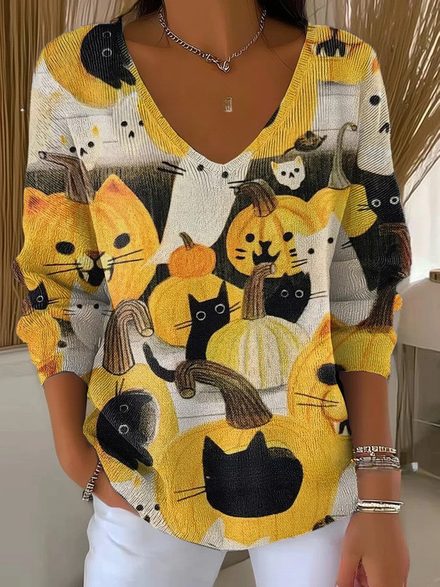 Béatrice – Suéter colorido con cuello en V