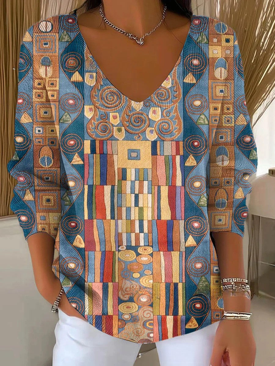 Béatrice – Suéter colorido con cuello en V