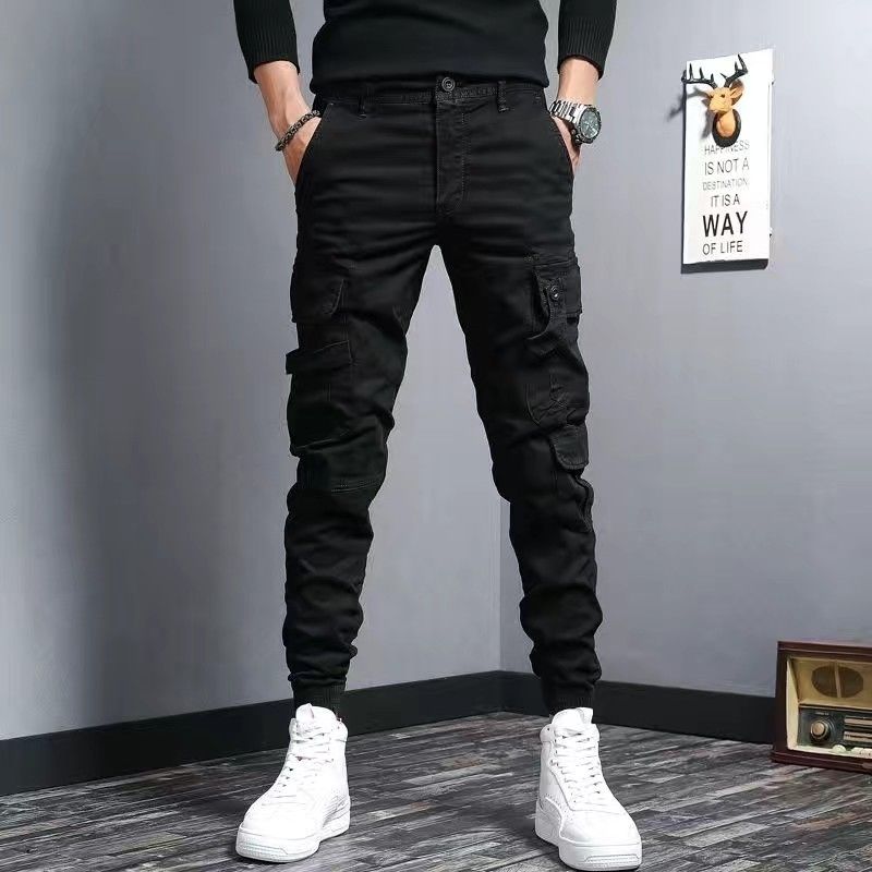 Pantalons en denim casual élastiques de coupe slim pour hommes