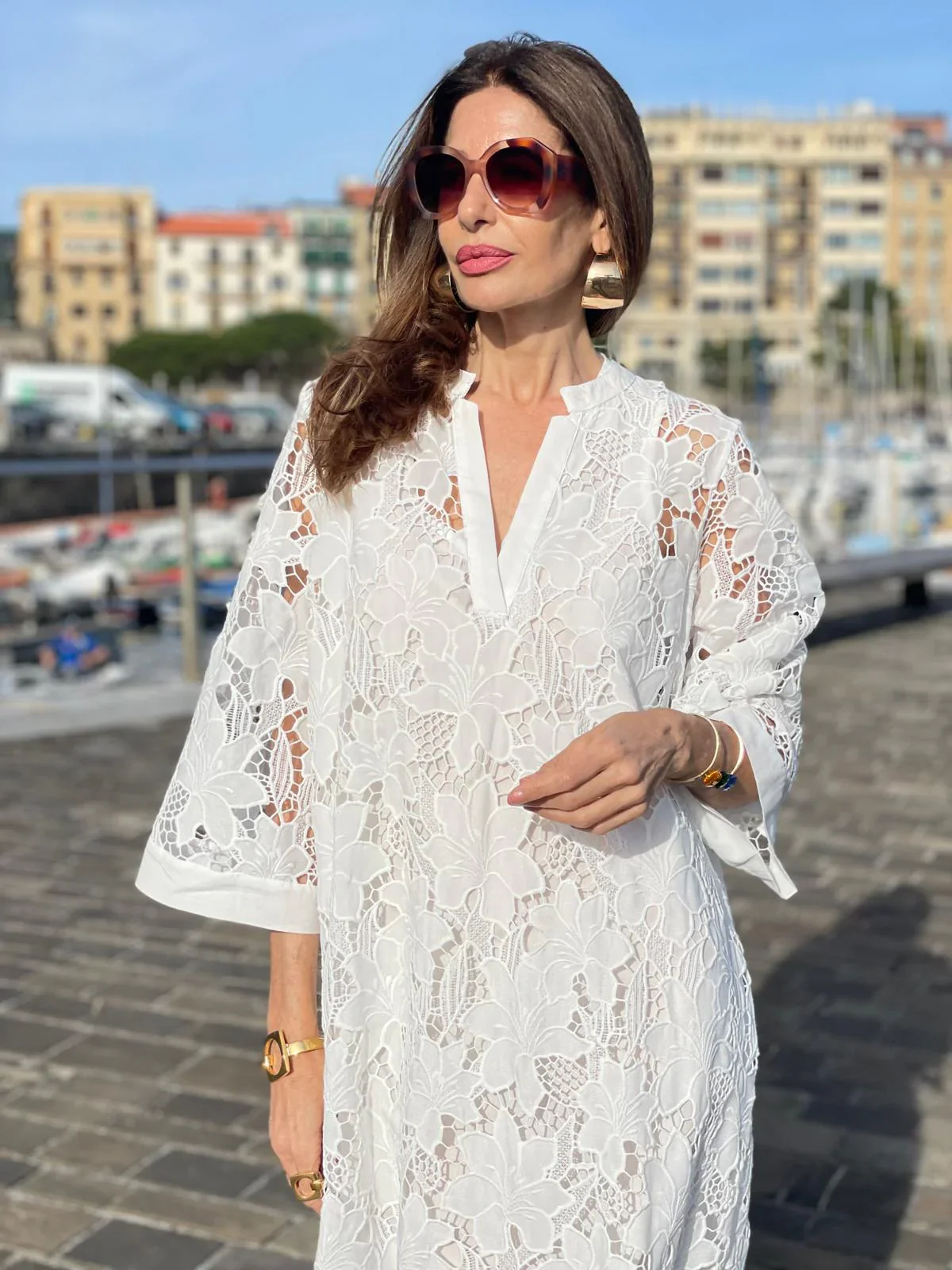 Élise | Vestido largo de encaje lujoso